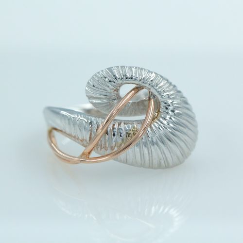 Λευκόχρυσο δαχτυλίδι από λευκόχρυσο 14Κ και ρόζ χρυσό 14Κ 3672