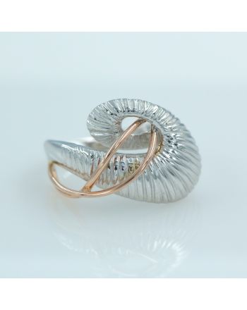 Λευκόχρυσο δαχτυλίδι από λευκόχρυσο 14Κ και ρόζ χρυσό 14Κ 3672