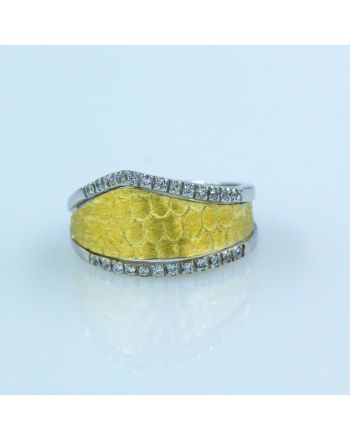 Δαχτυλίδι απο κίτρινο χρυσό μαζί με λευκόχρυσο 14Κ με ζιργκόν πέτρες 2382